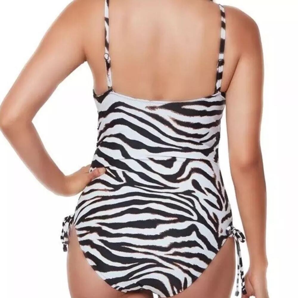 Bar III Zebra-Print One-Piece Swimsuit - Wild Child M - Picture 3 of 6